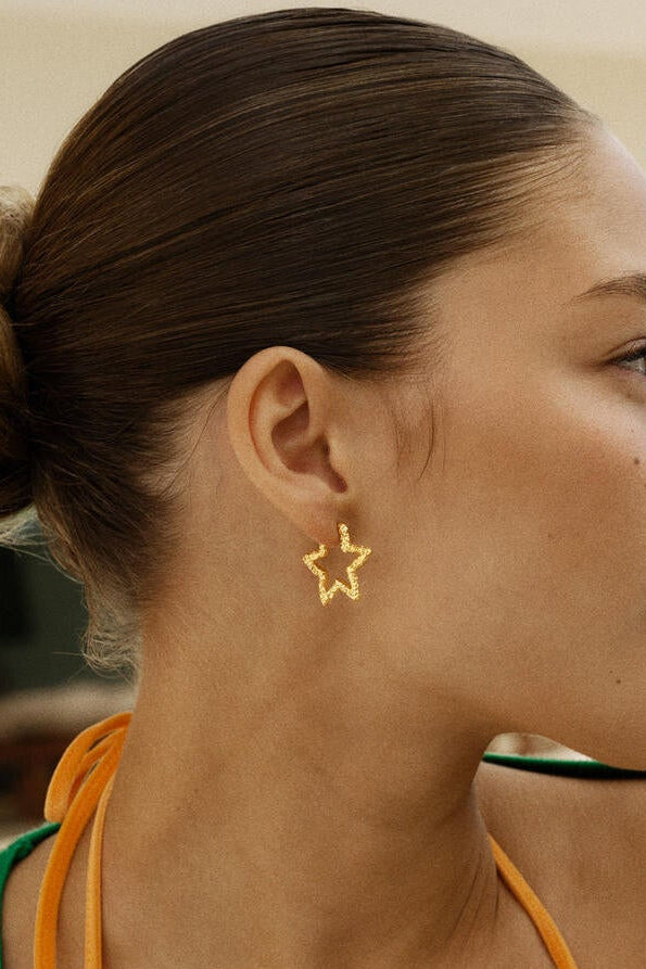 Star Sparkly hoops – forgyldt